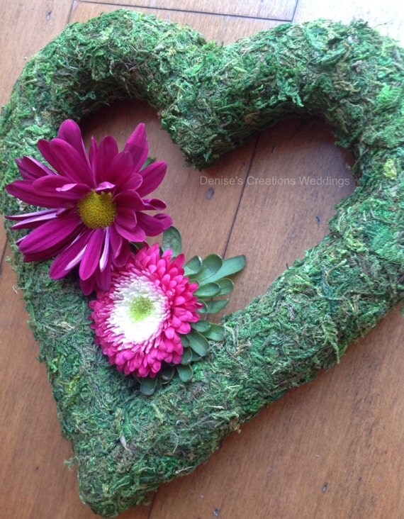 Items similar to Moss Heart Centerpiece Wedding Decoration by Denise