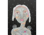 Angel Painting Whimsical Folk Art Beautiful Woman Girl Black White Pink Sacred Inspirational Spiritual Angel Painting Whimsical Folk Art Beautiful Woman Girl Black White Pink Sacred Inspirational Spiritual