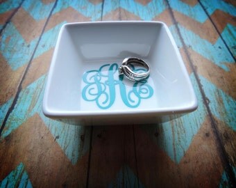 Monogrammed Ring Dish, Monogram Ring Holder, Custom Ring Holder, Custom Ring Dish, Wedding Ring Dish, Monogram Dish, Employee Gift