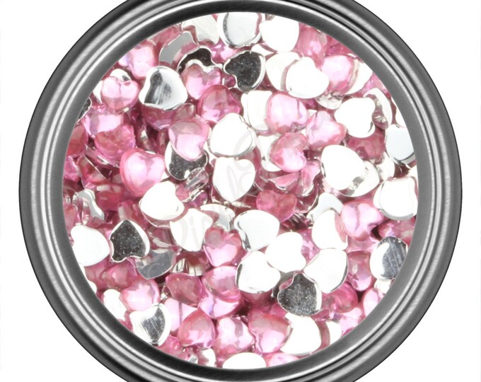 Light Pink Heart Rhinestone Gems Flat Back Face Art Nail Art Scrapbook Phone Decoration 3mm