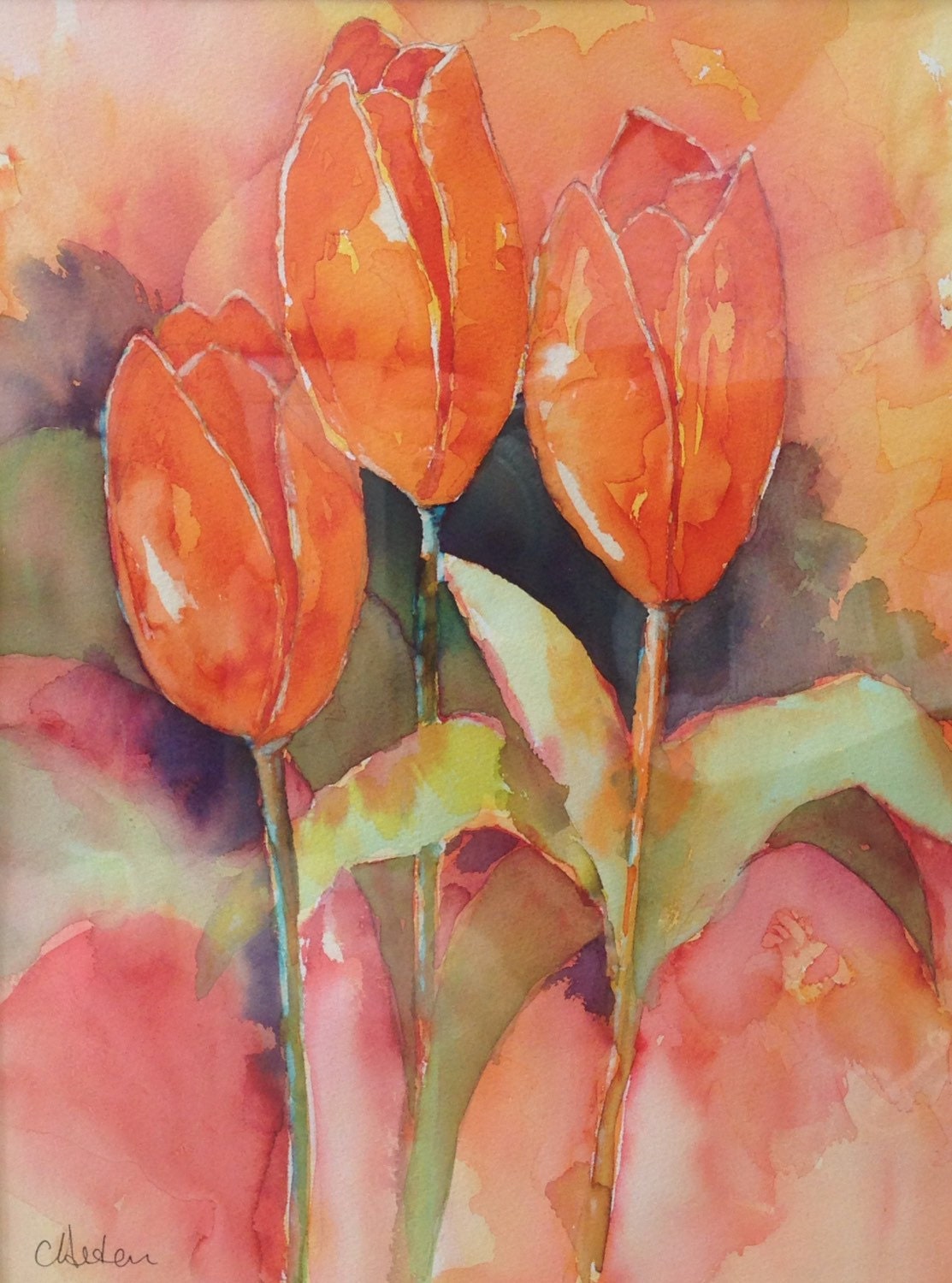 Orange Tulips by CatherineAstonArt on Etsy