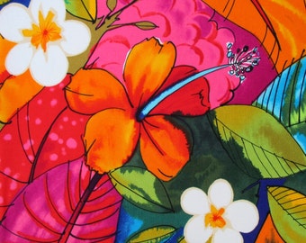 Fabric, Bebel in Multi Brights, Tropical Hibiscus Hawaiian Fabric, Alexander Henry, By the Yard