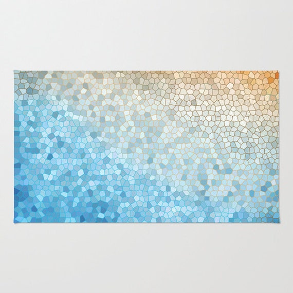 Bath Mat Mosaic Sunny Day yellow blue colorful vibrant