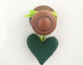 Crochet green heart. Home decor. Ready to ship.