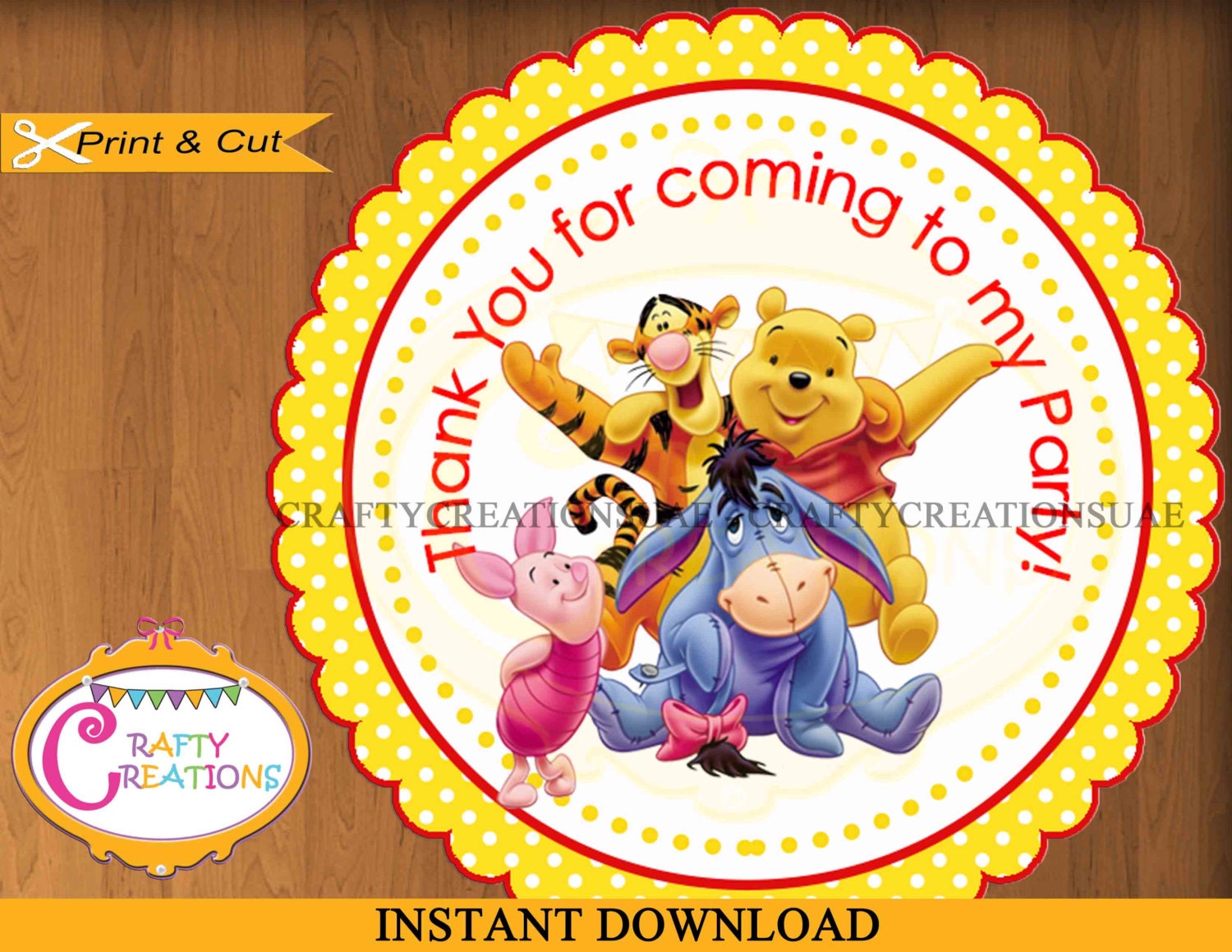 Instant Download Winnie The Pooh Favor Tags Sticker Labels