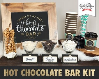 Hot Chocolate Bar Printable Kit // INSTANT DOWNLOAD // Hot Cocoa Party // Sign, Labels, Cup Tags