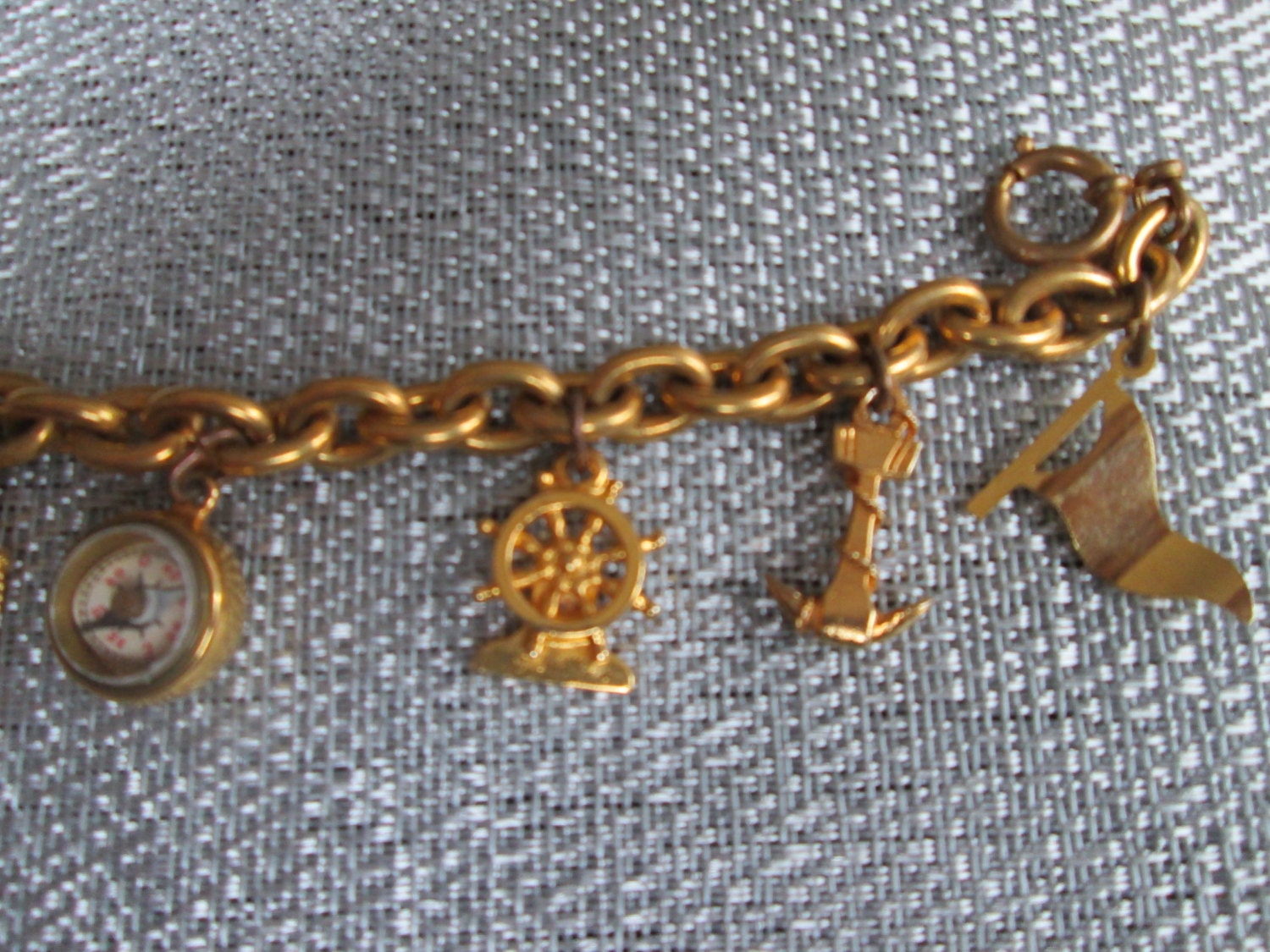 Sailing Charm Bracelet in Gold // Vintage// by truthorwear on Etsy