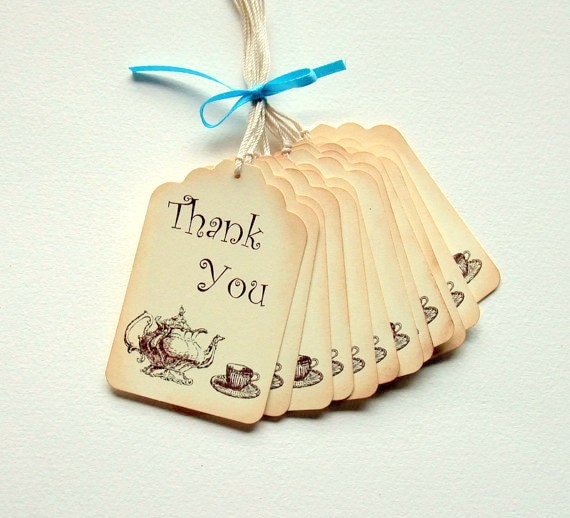 Thank You Tags Vintage Teapot & Teacup Vintage Inspired Tea