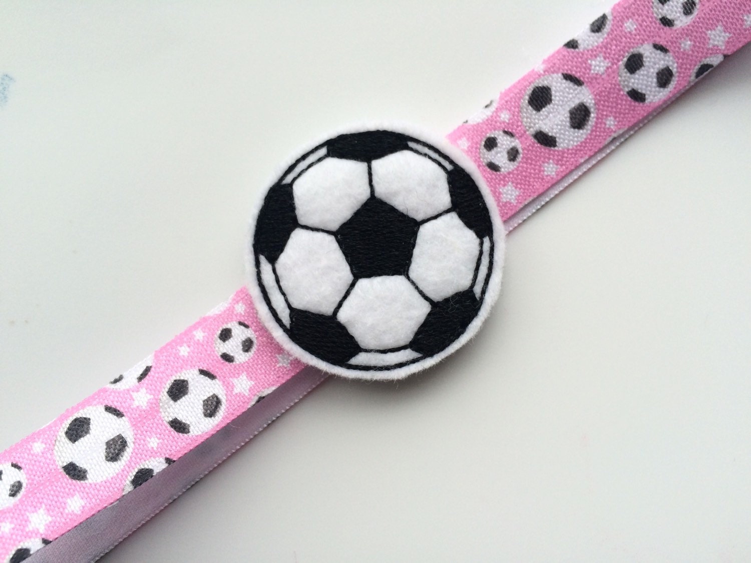 Pink Soccer Headband for Girls Felt Soccer by CuteAsaButtonbyAmy