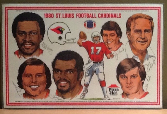 Vintage 1980 St. Louis Football Cardinals placemat