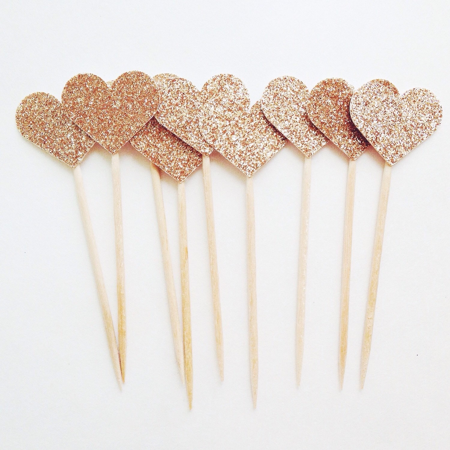 Heart Cupcake Toppers Wedding Cupcakes Rose Gold Love