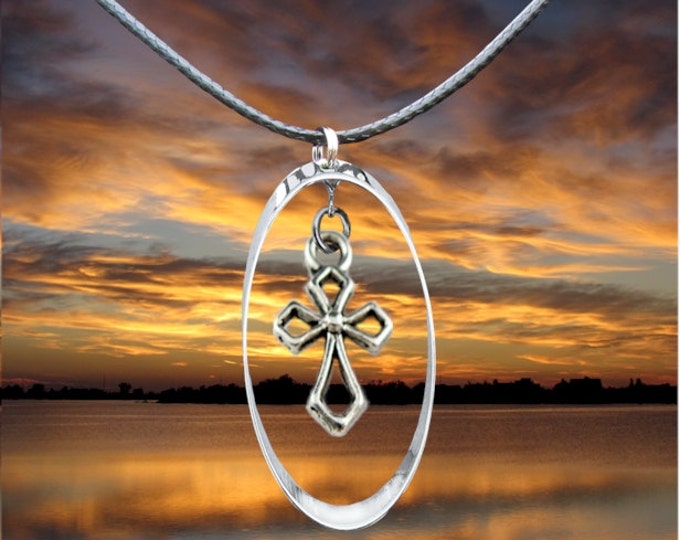 Silver Hoop & Hollow Cross Earring Necklace Pendnat Drop Dangle Set Women Girls Christian Jewelry - Saint Michaels Jewelry