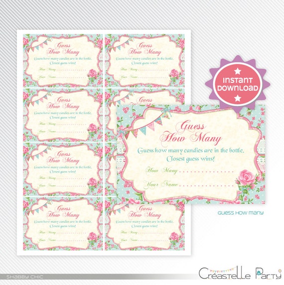 Shabby chic guess how many baby shower game by CreastelleParty