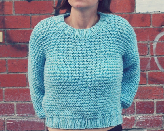 PDF Knitting Pattern Super Chunky Easy Knit Jumper Sweater Midriff Ladies Wom...
