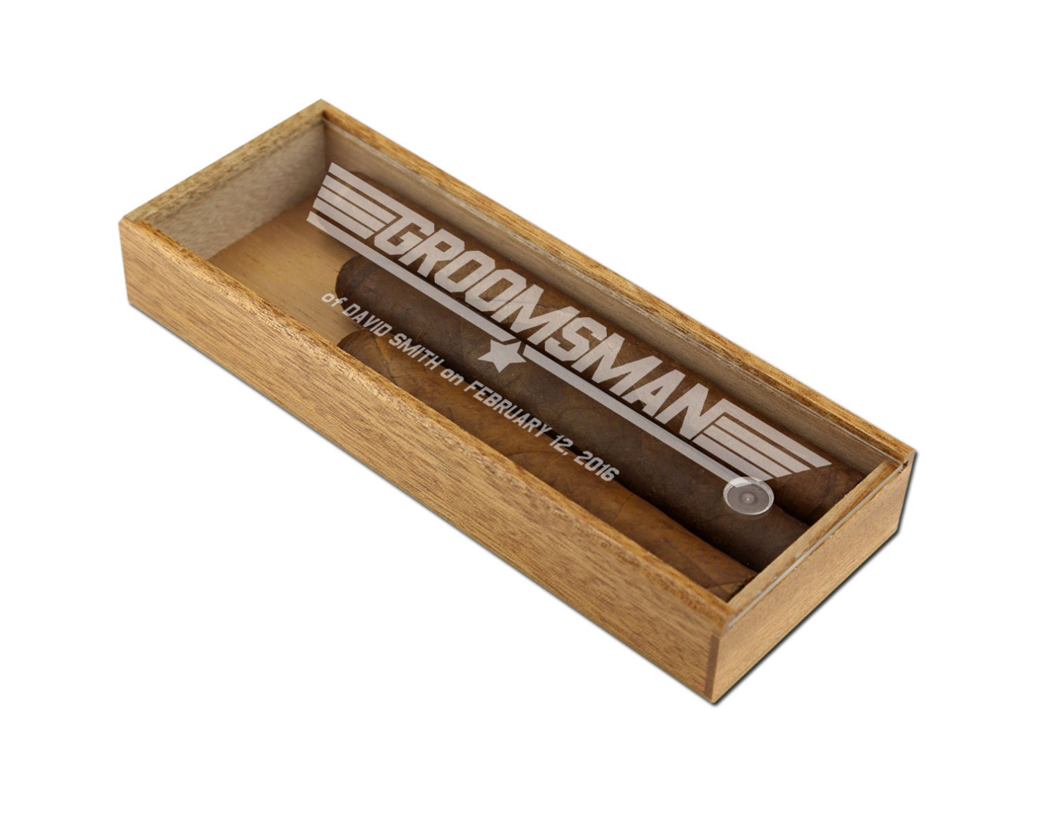 Personalized Acrylic Top Cigar Gift Box Customized Groomsmen