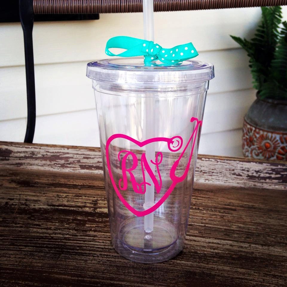 Stethoscope Monogram Nurses Tumbler RN CNA by HBSouthernInspired