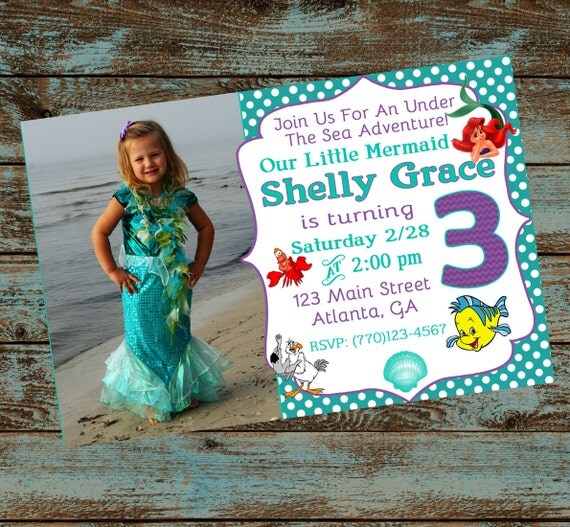 birthday mermaid little 3rd Invitation Little Mermaid Party by Birthday