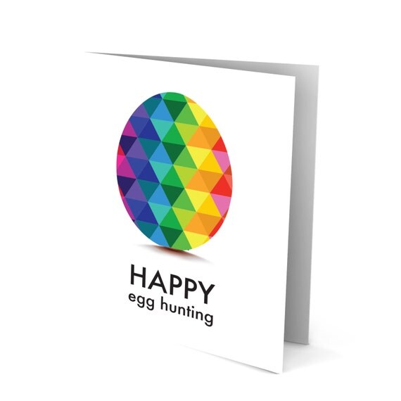 Handmade Easter Greeting Card with Large Type - "Happy Egg Hunting"
