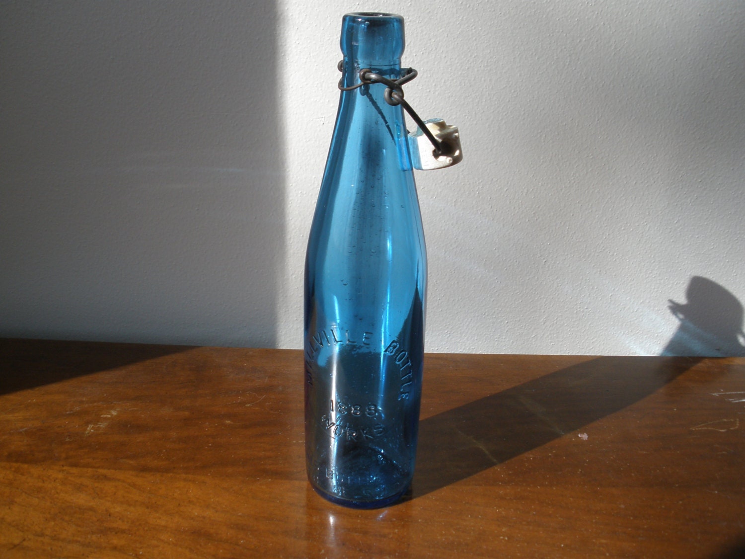 1946 Millville Bottle Works 1888 Blue Glass Bottle with