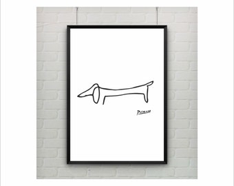 Items similar to Hand Embroidered Pablo Picasso Line Drawing - Framed ...