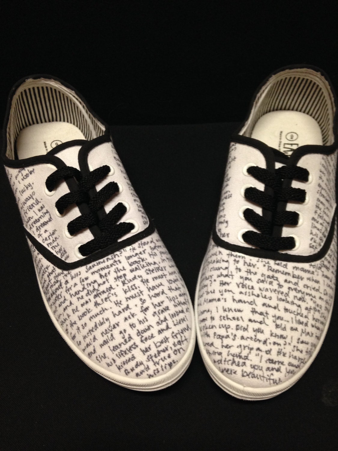 sneakers with writing on them