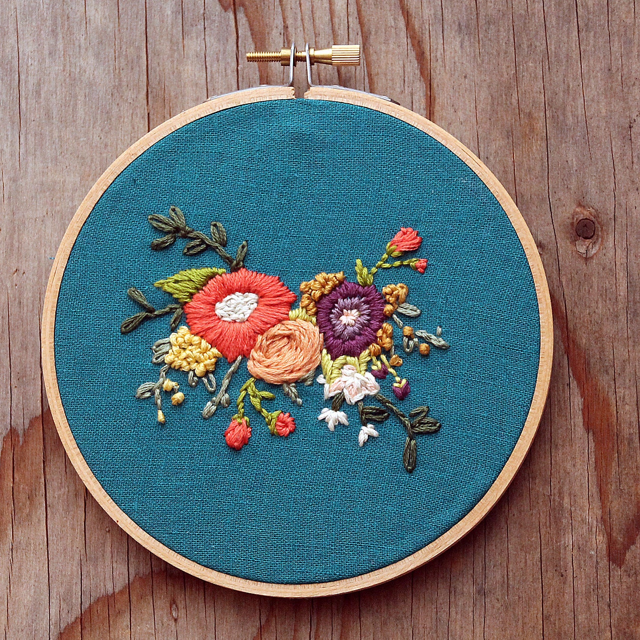 RESERVED for Lindsay Floral Bouquet Embroidery Hoop Art