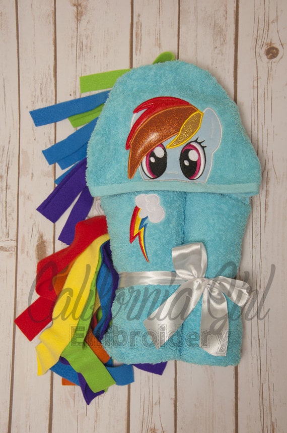 Rainbow Dash Hooded Towel My Little Pony by CaliGirlEmbroidery