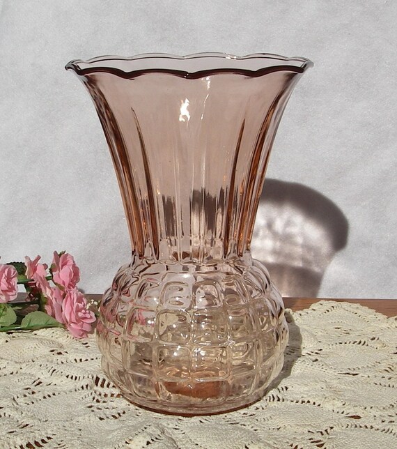 Vintage Pink Depression Glass Pineapple by tnjsvintagetreasures