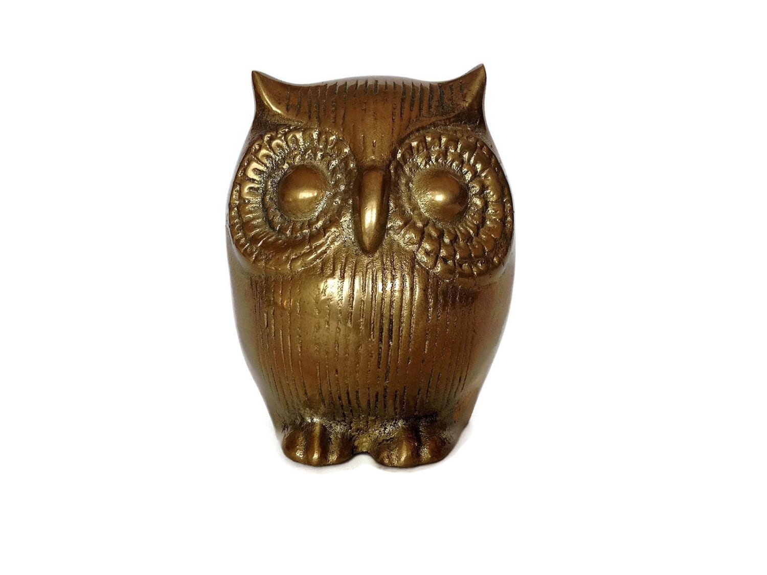 Solid Brass Owl Paperweight MCM Mid Century by NoNameCatVintage