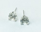 Sterling Silver Crystal Quartz Stud Post Earrings -- 8mm Semi Precious Gemstones â€¢35â€¢