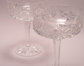 2 Vintage Crystal Wedding Champagne Saucer Glasses!