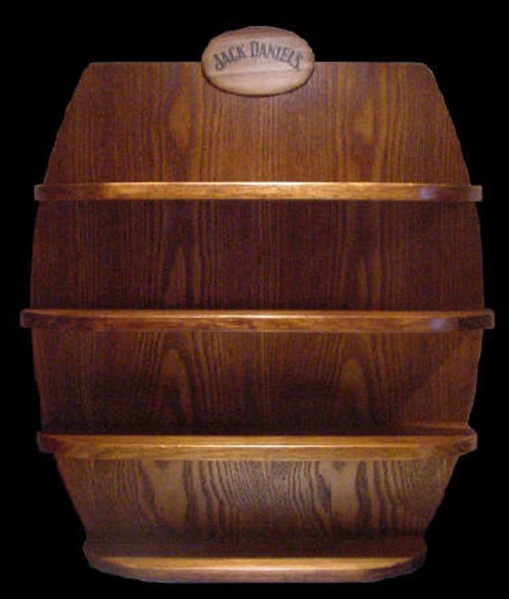 Jack Daniels Shot Glass Display Oak Barrel Wood ShelfBarware