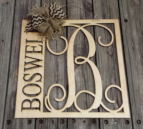 20 Wooden Monogram Door Hanger Family Monogram