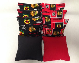 CHICAGO BLACKHAWKS 8 Cornhole Bags NHL 4 Of Each Print With Duck Backs