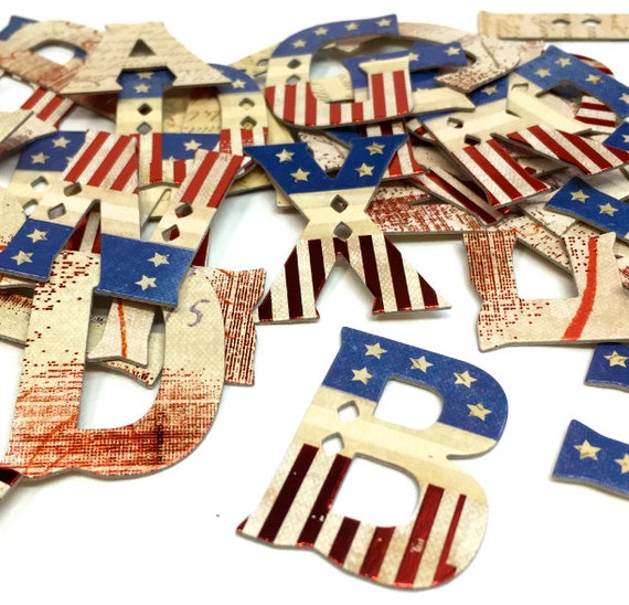 Patriotic Chipboard Letters Stars and by TheCraftersMerchant