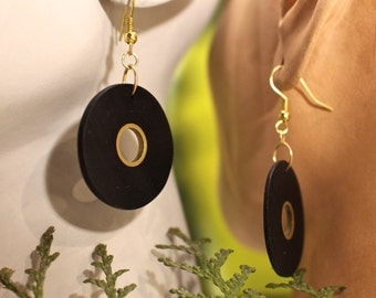 Ebony and brass earrings (176)