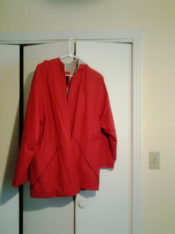 Red MISTY HARBOR Raincoat with Hood Vinyl by DivaSellerBoutique
