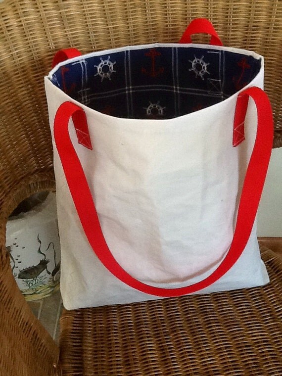 sailcloth tote beach bag recycled sail inside pocket lined
