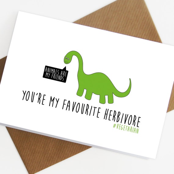 You're My Favourite Herbivore #Vegetarian - Valentine's Day Card