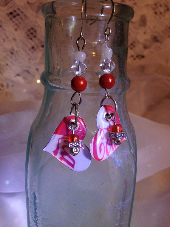 Coke Can earrings EcoFriendly earrings Soda by Recyclefunjewelry