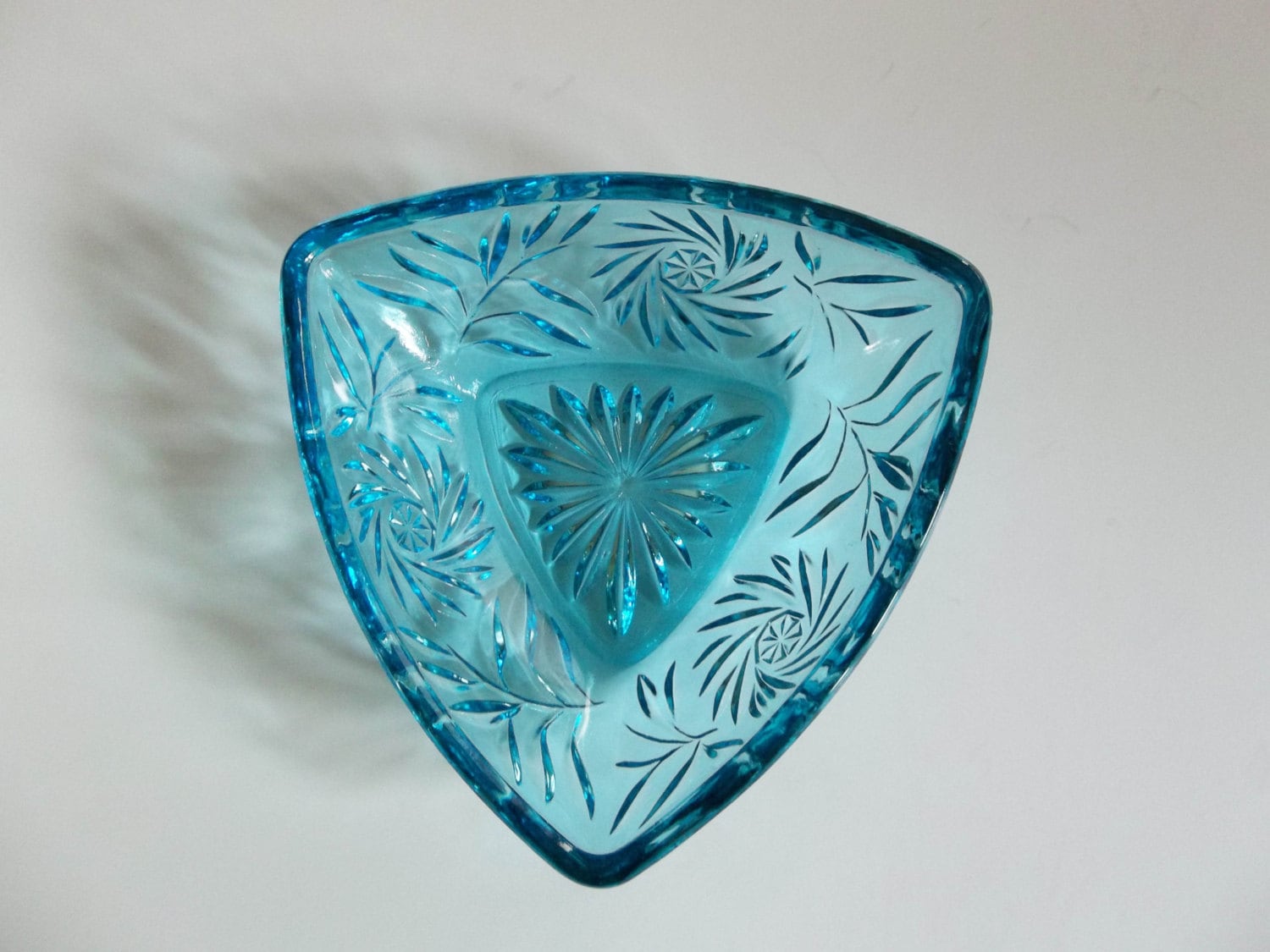 Aqua Blue Depression Glass Candy Dish Vintage