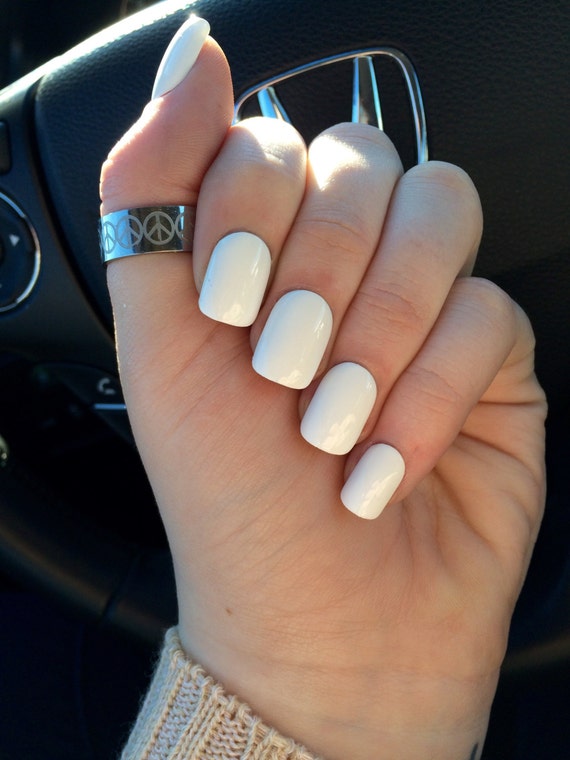 White nails fake nails white acrylic nails false by nailsbykate