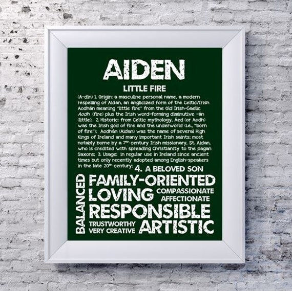 AIDEN Personalized Name Print Typography Print By OhBabyNames