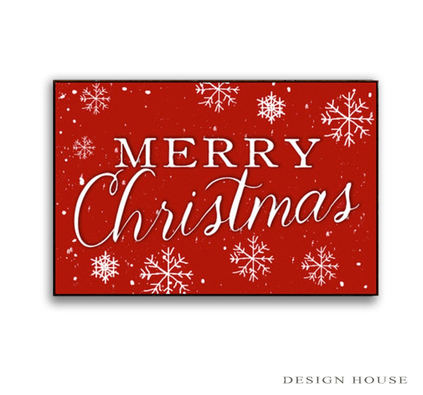 Wooden handmade Red Merry Christmas sign. Approx.