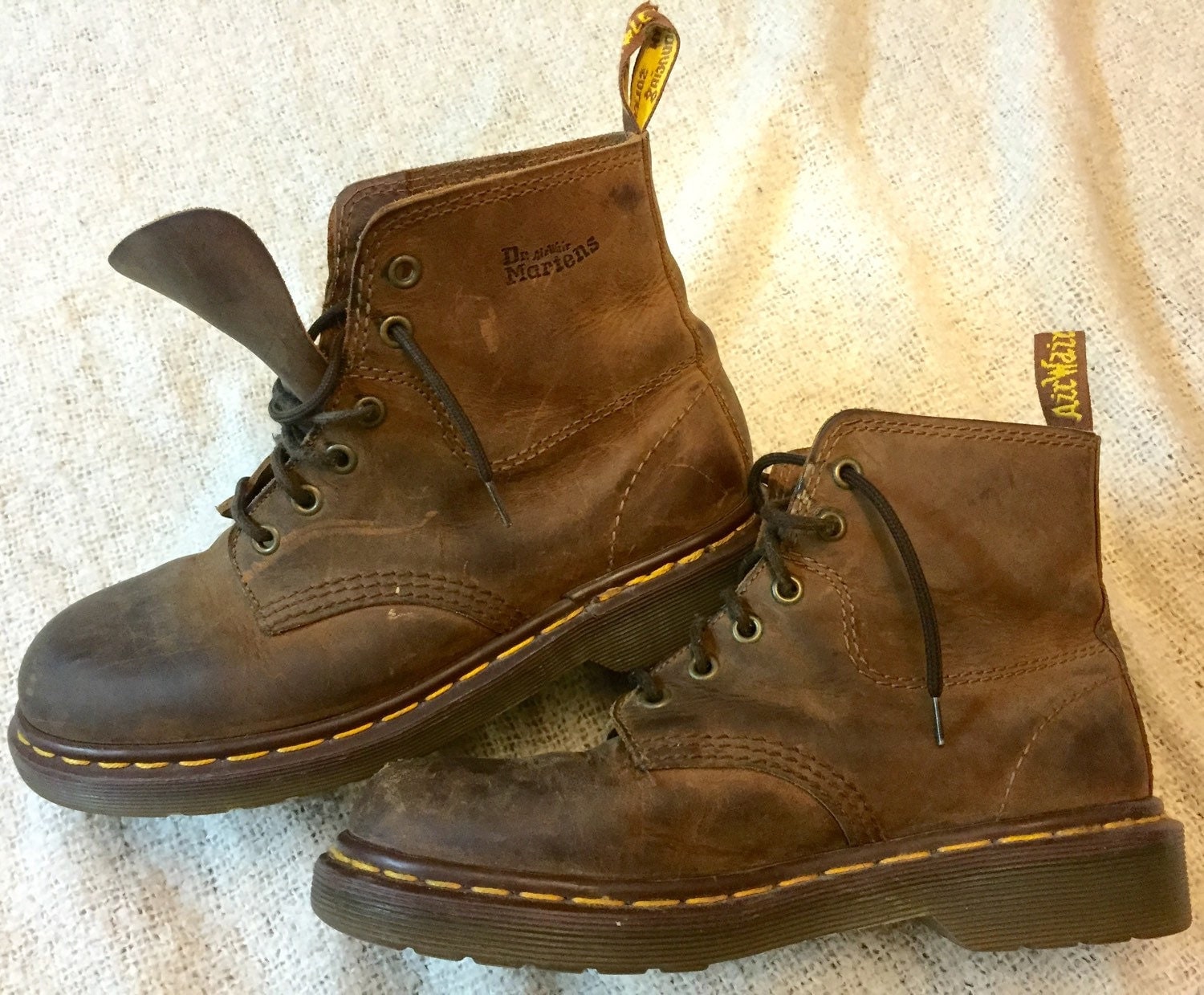 Vintage 90s Brown 6 Hole Dr. Martens Leather Boots Made in