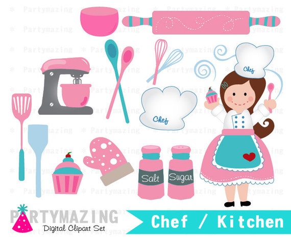 Let's bake Chef Cupcake Baking Sweet Baking Clipart by Partymazing