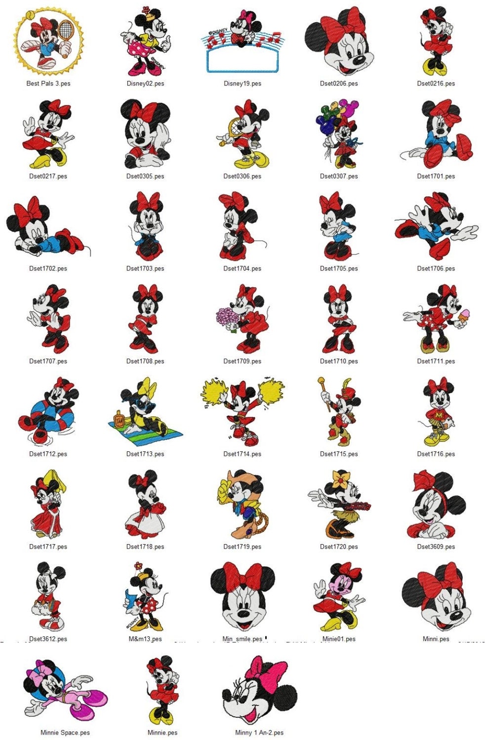 All Minnie Disney Cartoon Machine Embroidery Designs