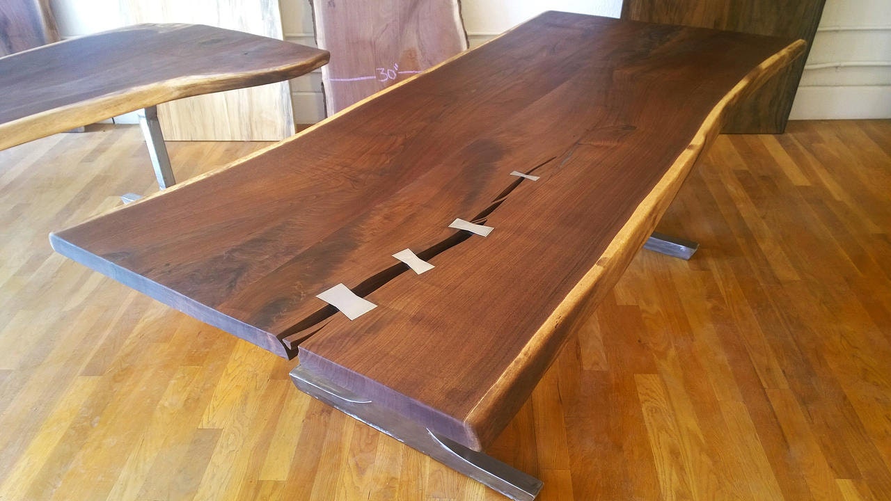 Custom Live Edge Table Top with Steel or Brass by StumpStandards