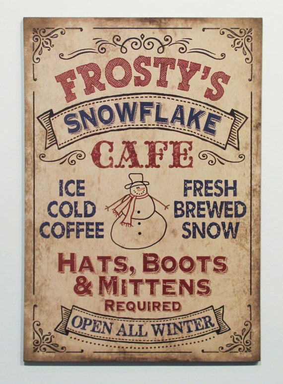 Frosty's Snowflake Cafe 12x18 Vintage