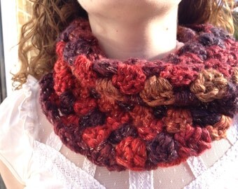 Crocheted Cowl/Neckwarmer in Autumnal shades
